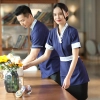 navy blue blouse tea house work uniform jacket with apron