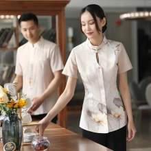 2022 chinese style ink painting spa store tea house waiter uniform working wear