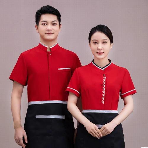 trandition design short sleeve summer restaurant waiter jacket blouse