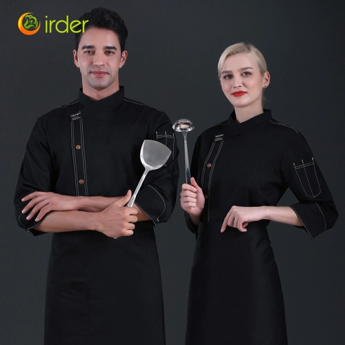 black denim school canteen restaruant chef jacket free apron