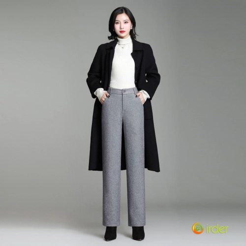 2025 new woolen warm winter women wide leg trousers pant