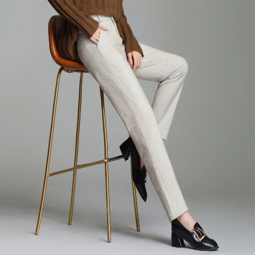 women woolen fabric pencil pant 9/10 length trousers