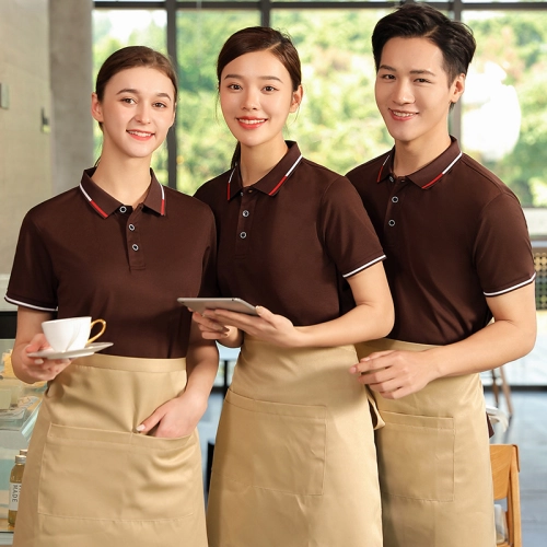 candy color short sleeve tea house restaurant waiter shirt uniform tshirt customized logo