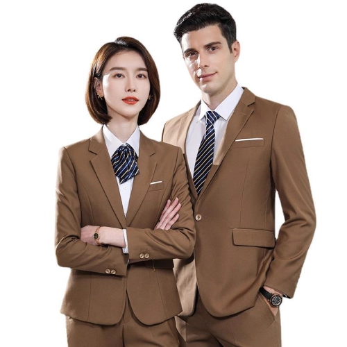 Europe style brown color one button pant suits women men suits business work wear