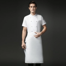 short sleeve round button women men chef jacket uniform