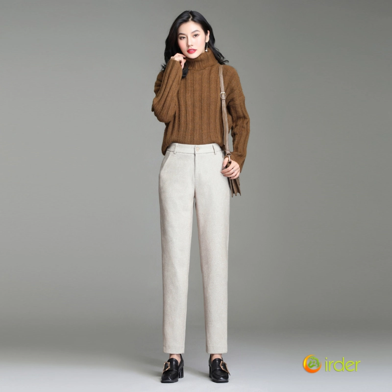 2025 Europe fashion woolen pant flare pant for women work office wear lady trouser