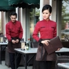 restaurant waiter waitress work shirt uniform solid color long sleeve jacket