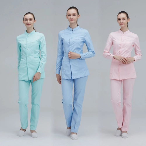 stand collar beauty parlour hospital nurse jacket pant suits uniform wholesale