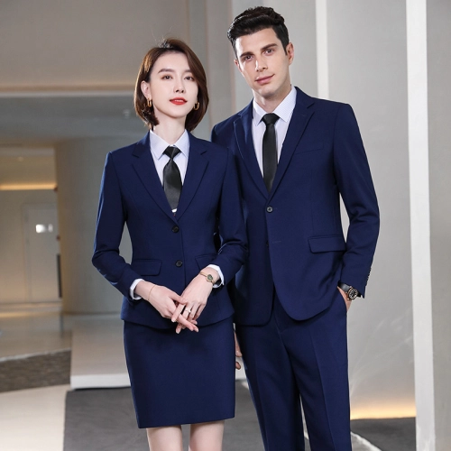 fashion two button notch lapel men suit women work pant suit skirt suits