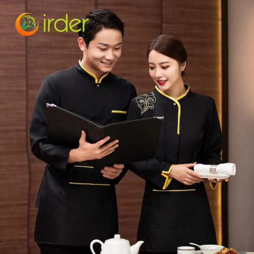 spring autumn bright collar hem traditional style coffee bar restaurant waiter jacket workwear uniform