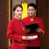 long sleeve blouse uniform design for Chinese food restaurant waiter waitress