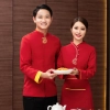 long sleeve blouse uniform design for Chinese food restaurant waiter waitress