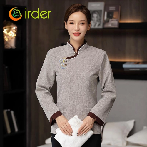 chinese hotel service staff uniform housekeeping work blouse