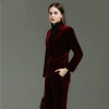 fashion high quality casual pleuche fabric double breasted women suit pant suit