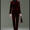 fashion high quality casual pleuche fabric double breasted women suit pant suit