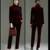 fashion high quality casual pleuche fabric double breasted women suit pant suit