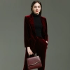 fashion high quality casual pleuche fabric double breasted women suit pant suit