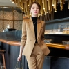 upgrade one button good fabric office lady pant suit work suits uniform