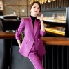 upgrade one button good fabric office lady pant suit work suits uniform