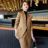 upgrade one button good fabric office lady pant suit work suits uniform