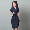 slim fit stripes women dress for office work uniform Korea style