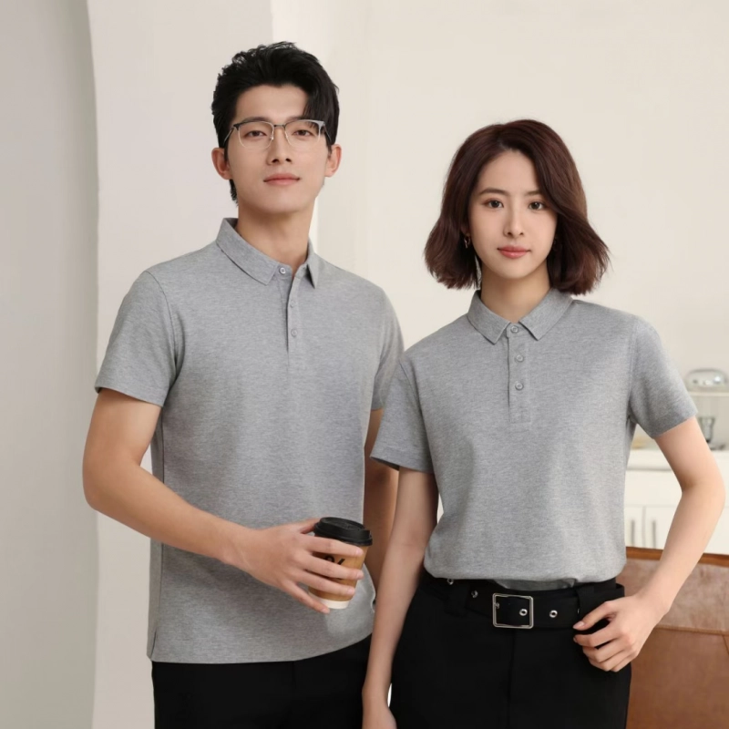 gray color company Polo shirt uniforms t-shirts customized logo