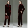 wine color pleuche pant suit shop staff women autumn work suit