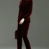 wine color pleuche pant suit shop staff women autumn work suit