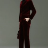 wine color pleuche pant suit shop staff women autumn work suit