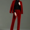 America hot sale red pleuche fabric long sleeve women pant suit bank clerk uniform