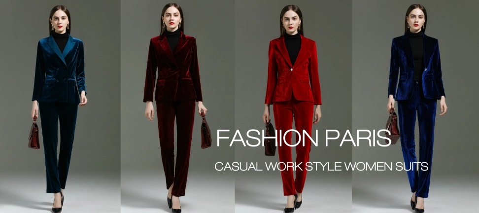 America hot sale red pleuche fabric long sleeve women pant suit bank clerk uniform