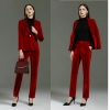 America hot sale red pleuche fabric long sleeve women pant suit bank clerk uniform