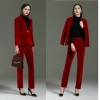 America hot sale red pleuche fabric long sleeve women pant suit bank clerk uniform