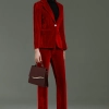 America hot sale red pleuche fabric long sleeve women pant suit bank clerk uniform