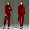 America hot sale red pleuche fabric long sleeve women pant suit bank clerk uniform