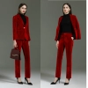 America hot sale red pleuche fabric long sleeve women pant suit bank clerk uniform