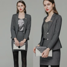 collage student class uniform dual button women grey work suits