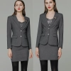 collage student class uniform dual button women grey work suits