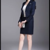 navy color dot stripes women work suits office uniform wholesale