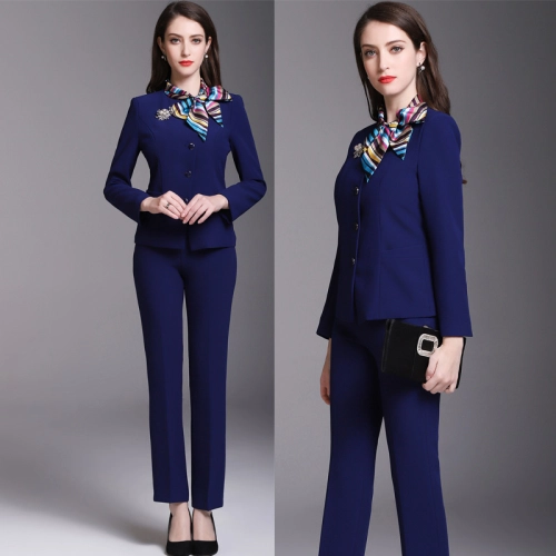 fashion high quality Air steward work uniform women pant suit