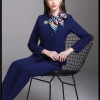 fashion high quality Air steward work uniform women pant suit