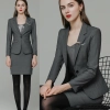 grey one button company work unform skirt suits Europe style