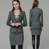 grey one button company work unform skirt suits Europe style