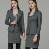 grey one button company work unform skirt suits Europe style