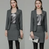 grey one button company work unform skirt suits Europe style