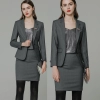 grey one button company work unform skirt suits Europe style