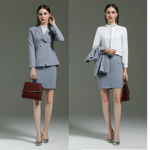 Europe style grey color fashion women interview suits sale workwear skirt suit