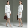 long sleeve fashion white floral printing women work suits staff clerk uniform