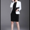 Korea style white women blazer suits slim fit black dress