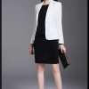 Korea style white women blazer suits slim fit black dress